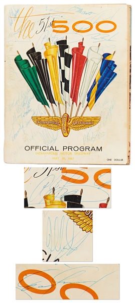 Indianapolis 500 Program Signed from 1967 -- Includes Signatures of Winner A.J. Foyt, Jim Clark, Dan Gurney & 15 Others