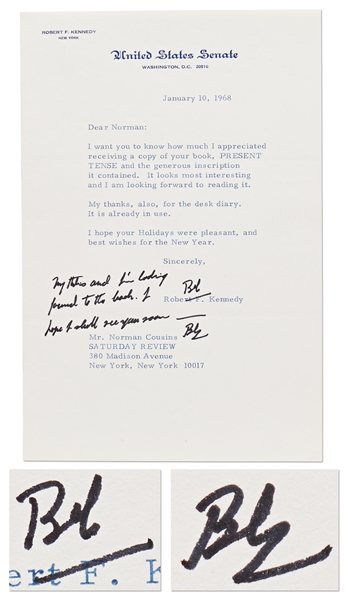 Robert F. Kennedy Letter Signed & Additional Autograph Note Signed