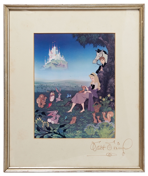 Walt Disney Signed Mat with a Scene from ''Sleeping Beauty''