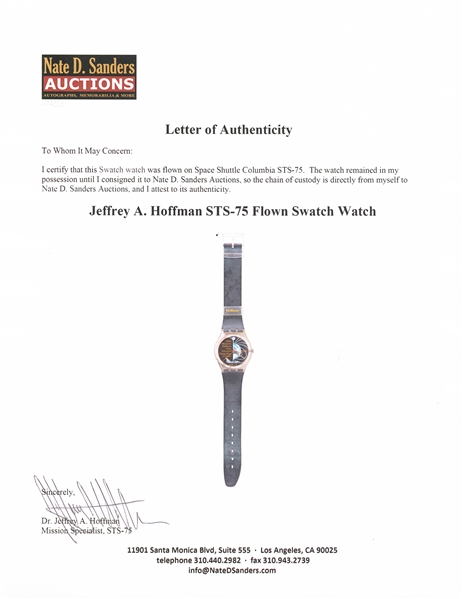 NASA Astronaut Jeffrey Hoffman Space Flown Mission Watch -- Flown on STS-75 Columbia
