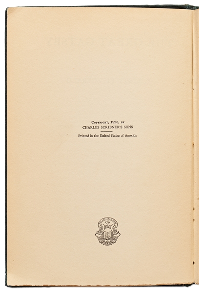 First Edition, First Printing of ''The Great Gatsby''