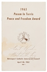 Martin Luther King, Jr. Signed Program for the 1965 Peace and Freedom Award Ceremony -- Uninscribed