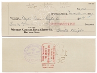Lot of 10 Orville Wright Holograph Checks Signed -- Near Fine Condition With Bold, Full Signatures