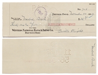 Lot of 10 Orville Wright Holograph Checks Signed -- Near Fine Condition With Bold, Full Signatures