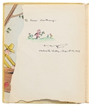H.A. Rey Signed First Edition of ''Curious George Rides a Bike'' with Rey Also Drawing an Illustration of the Curious Monkey