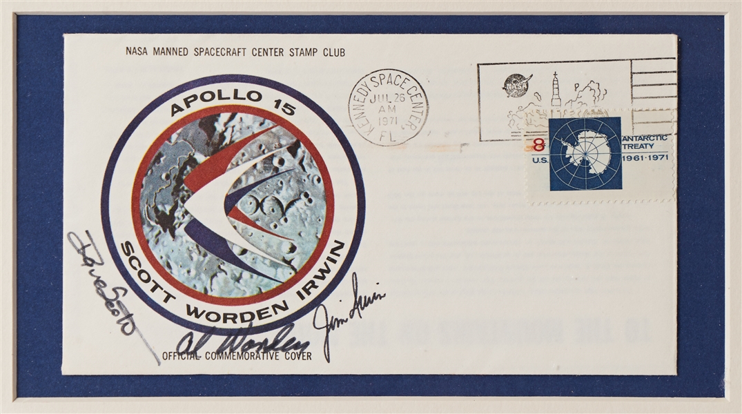 Apollo 15 Space Flown Flag, on NASA Certificate Signed by the Crew -- Framed with Apollo 15 Crew-Signed First Day Cover -- From the Personal Collection of Astronaut James Irwin