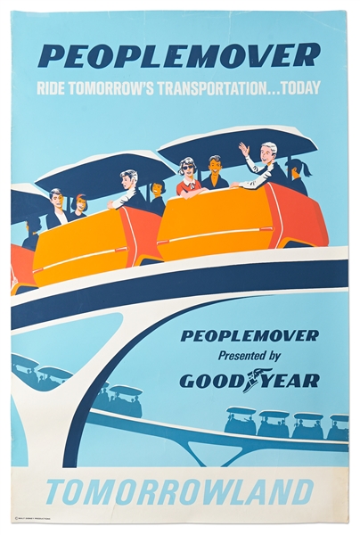 Original Disneyland Peoplemover Silk-Screened Park Attraction Poster