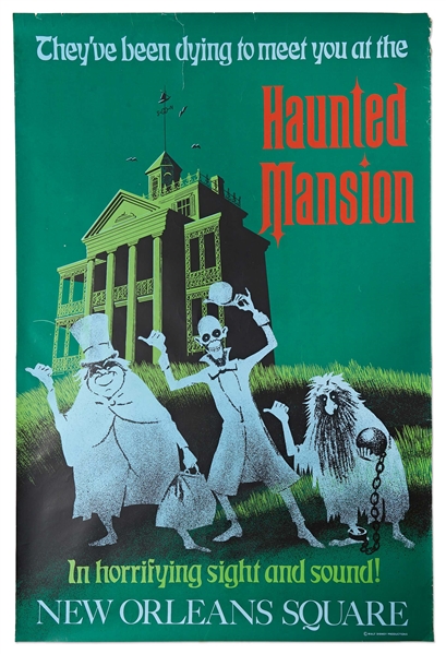 Original Disneyland Haunted Mansion Silk-Screened Park Attraction Poster