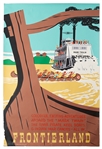Original Disneyland Frontierland Silk-Screened Park Attraction Poster Featuring the Mark Twain Riverboat