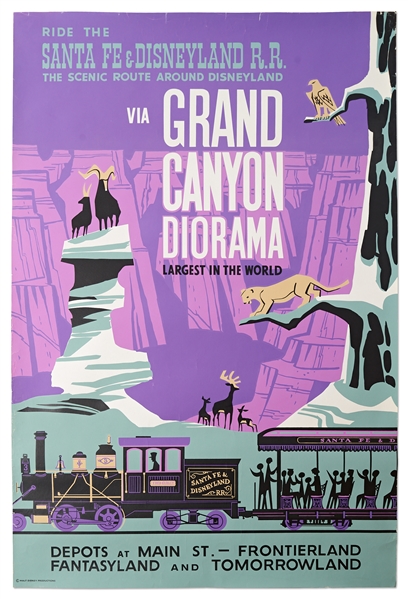Original Disneyland Grand Canyon Diorama Silk-Screened Park Attraction Poster