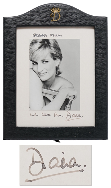 Large Signed Photo of Princess Diana from Her Photo Session with Patrick Demarchelier in 1995 -- Signed Photo & Mat Measures 8'' x 10'', Housed in Royal Frame