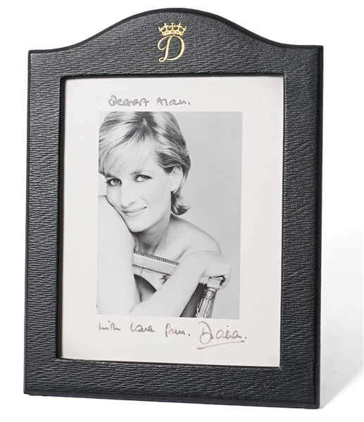 Large Signed Photo of Princess Diana from Her Photo Session with Patrick Demarchelier in 1995 -- Signed Photo & Mat Measures 8'' x 10'', Housed in Royal Frame