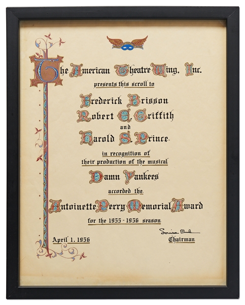 American Theatre Wing Award from 1956 for ''Damn Yankees''
