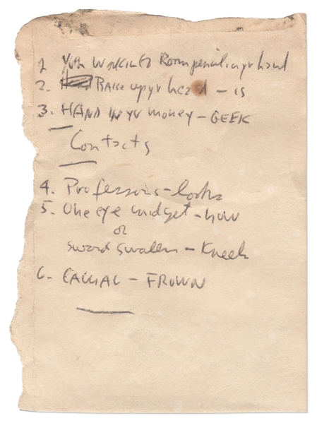 Bob Dylan Handwritten ''Cheat Sheet'' for the Lyrics of ''Ballad of a Thin Man'' Used During the 1974 Tour -- With Roger Epperson COA