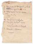 Bob Dylan Handwritten Cheat Sheet for the Lyrics of Ballad of a Thin Man Used During the 1974 Tour -- With Roger Epperson COA