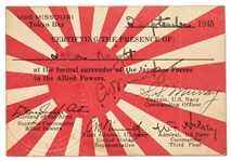 Chester W. Nimitz Signed WWII Instrument of Surrender Ceremony Card -- The Ceremony that Ended War with Japan