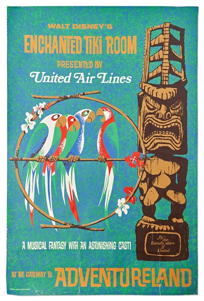 Original Disneyland Enchanted Tiki Room Silk-Screened Park Attraction Poster