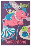 Original Disneyland Mad Tea Party and Dumbo Carousel Silk-Screened Park Attraction Poster