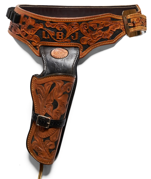 Colt Leather Holster Presented to President Lyndon B. Johnson -- With LBJ's Initials in Leather Over Holster