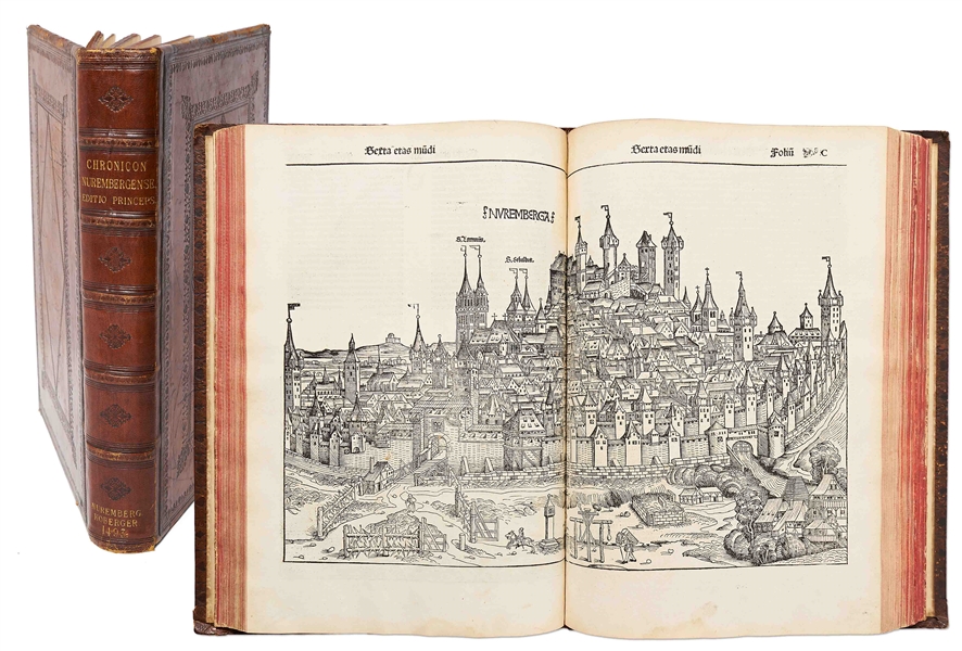 Rare 1493 First Edition of ''Nuremberg Chronicle'', the Illustrated High Point of Printing in the Age of Incunable -- Complete with 1,809 Woodcuts
