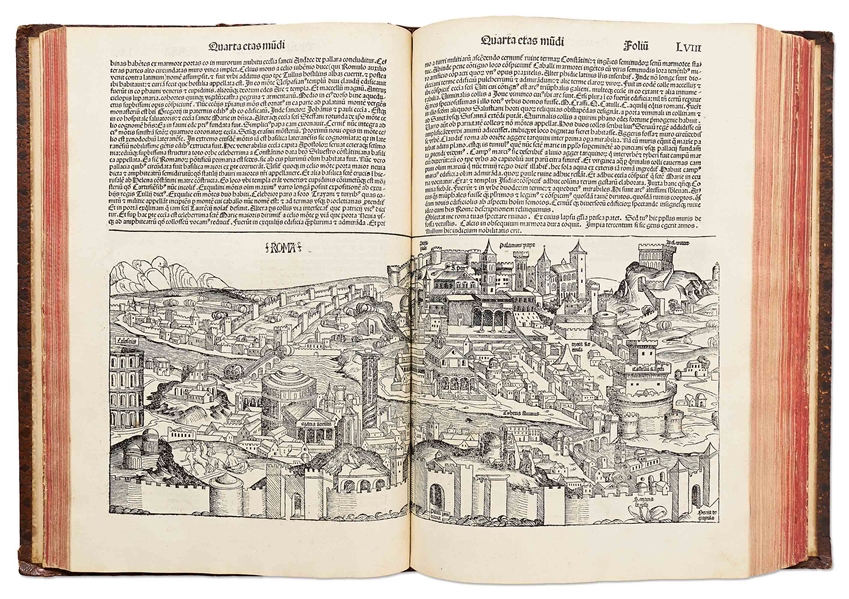 Rare 1493 First Edition of ''Nuremberg Chronicle'', the Illustrated High Point of Printing in the Age of Incunable -- Complete with 1,809 Woodcuts