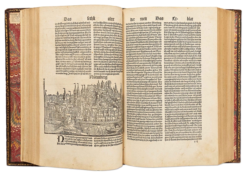 Scarce 1500 Third German Edition of ''Nuremberg Chronicle'' & the First Pirated German Edition -- Complete with Double Page Map of Europe