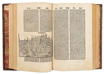 Scarce 1500 Third German Edition of ''Nuremberg Chronicle'' & the First Pirated German Edition -- Complete with Double Page Map of Europe