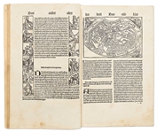 Scarce 1500 Third German Edition of ''Nuremberg Chronicle'' & the First Pirated German Edition -- Complete with Double Page Map of Europe