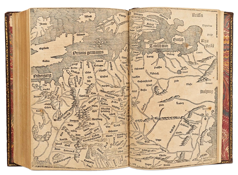 Scarce 1500 Third German Edition of ''Nuremberg Chronicle'' & the First Pirated German Edition -- Complete with Double Page Map of Europe