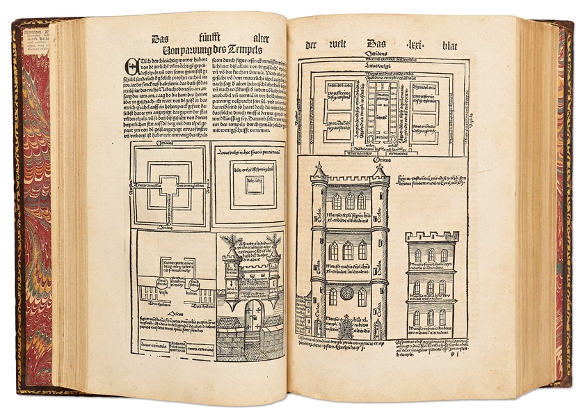 Scarce 1500 Third German Edition of ''Nuremberg Chronicle'' & the First Pirated German Edition -- Complete with Double Page Map of Europe