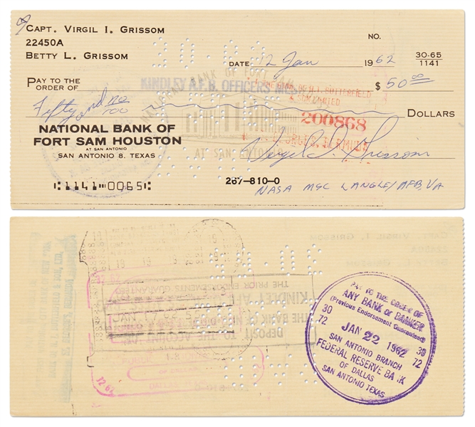Lot of 10 Gus Grissom Signed & Handwritten Checks from 1957-1966