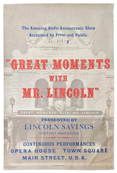 Original Disneyland Silk-Screened Park Attraction Poster for ''Great Moments with Mr. Lincoln''