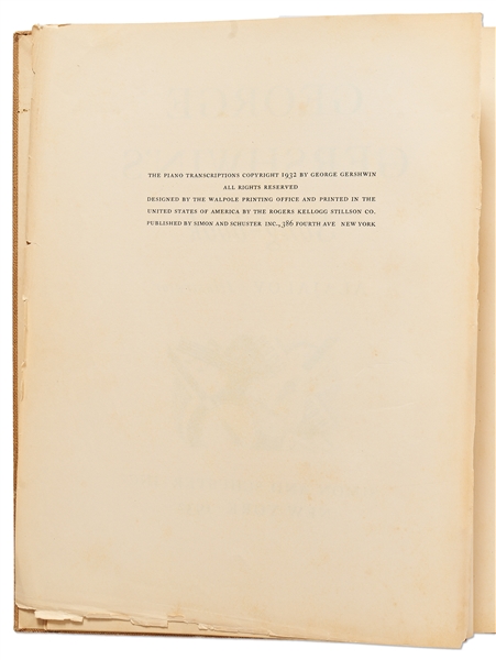 George Gershwin Signed First Edition of ''George Gershwin's Song Book'' -- With a Partial AMQ by Gershwin for ''Nobody But You''