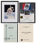 Lot of NASA Items Including Bruce McCandless Signed Spacewalk Photo, Apollo 8 Flight Plan & Mission Report, & Flag Flown to the Mir Space Station Aboard STS-91