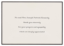 Joseph & Rose Kennedy Thank You Card -- Expressing Thanks for Prayers & Sympathies After the Tragic Death of JFK