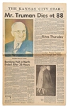 Harry Trumans Death Announced in The Kansas City Star Newspaper