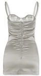 Victoria Beckham Owned Dolce & Gabbana Silver Silk-Blend Dress