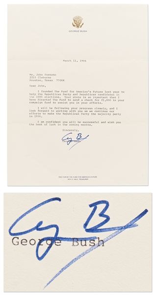 George H.W. Bush Letter Signed as Vice President -- I founded the Fund for Americas Future last year to help the Republican Party