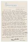Stan Laurel Letter Signed Regarding the 1961 Bel Air Fire: ''...got some rain today...unfortunately too late, it would have helped prevent these recent fires & the loss over 465 homes...''