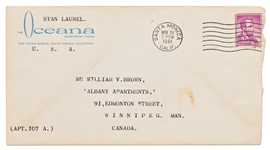 Stan Laurel Letter Signed Regarding the 1961 Bel Air Fire: ''...got some rain today...unfortunately too late, it would have helped prevent these recent fires & the loss over 465 homes...''