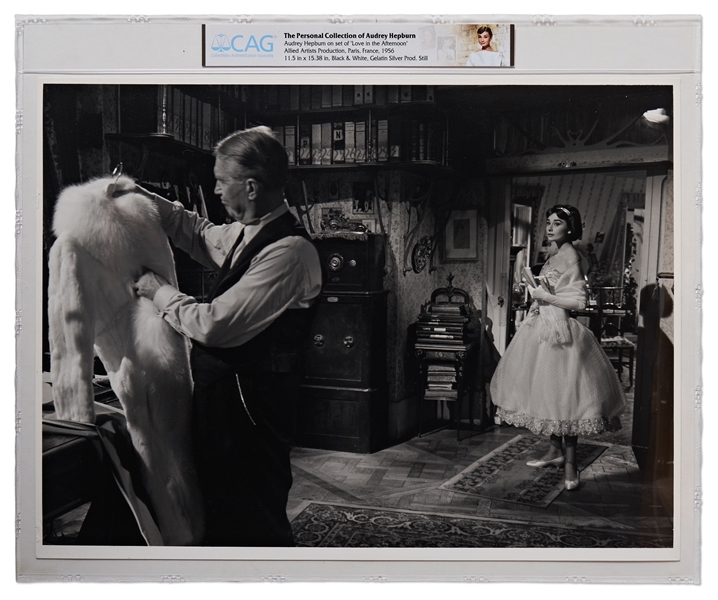 Audrey Hepburn's Personally Owned Photo From ''Love in the Afternoon'' -- Oversized Photo Measures 15.5'' x 11.5'', Encapsulated by CAG