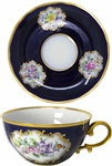 Margaret Thatcher Personally Owned China -- Tea Cup & Saucer in a Navy Blue Floral Pattern