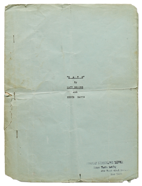 Moe Howard's Personally Owned ''HATS'' Script, Circa 1933 -- Similar to the ''New Hat'' Scene with Ted Healy