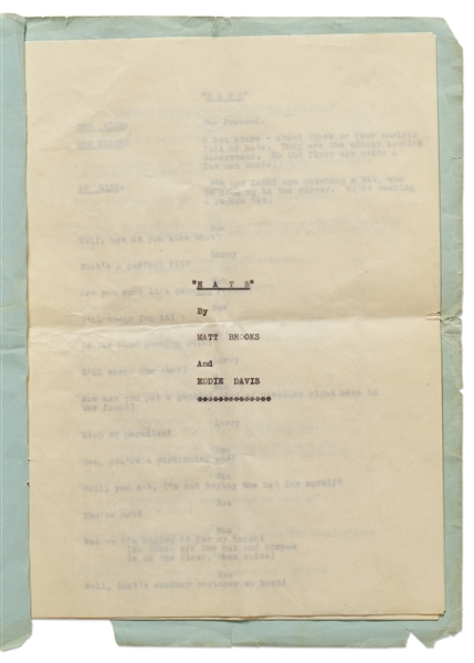 Moe Howard's Personally Owned ''HATS'' Script, Circa 1933 -- Similar to the ''New Hat'' Scene with Ted Healy