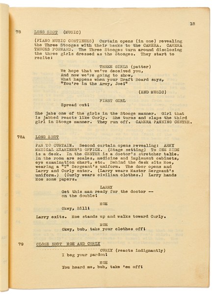Moe Howard's Personally Owned Script for The Three Stooges 1946 Film ''Rhythm and Weep''