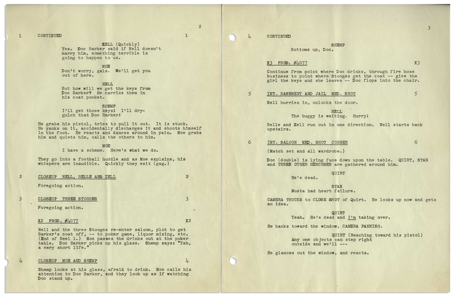 Moe Howard's Personally Owned Script for The Three Stooges 1954 Film ''Pals and Gals''