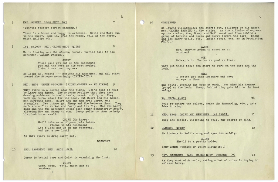 Moe Howard's Personally Owned Script for The Three Stooges 1954 Film ''Pals and Gals''