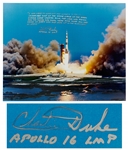 Charlie Duke Signed Large Apollo 16 Launch Color Photo