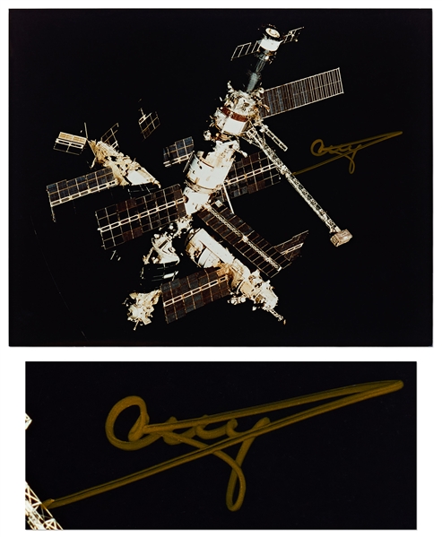 Cosmonaut Gennady Strekalov Signed 10'' x 8'' Photo of the Mir Space Station