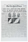 Frank Borman Signed ''New York Times'' Poster From Christmas 1968 -- Borman Additionally Writes ''From Apollo 8, good night, Merry Christmas and God Bless''